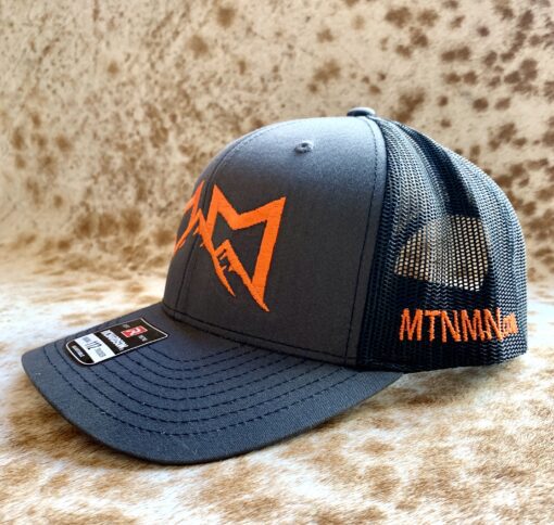 MTNMN Ranch_Trucker Cap_Side view_Charcoal & Orange