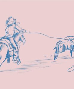 Custom digital art sketch fallon francis cowboy roping steer