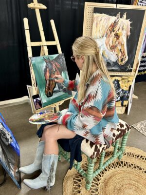 Fallon Francis Cowgirl Artist painting love @ the Rocky Mountain Horse Expo 2024