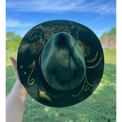 Fallon Francis custom burned hat emerald horse
