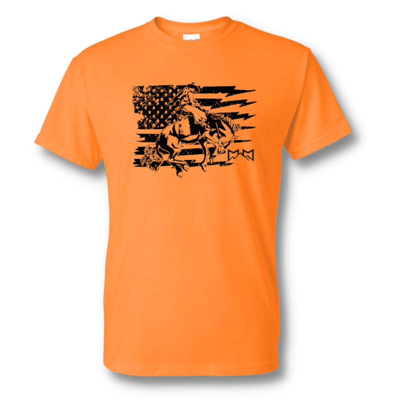 MTNMN American Flag-Bronc Rider-Tennessee Orange -Tee-Shirt