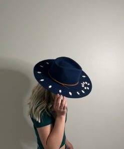 Squash Blossom burned fashion hat by fallon francis blue 2