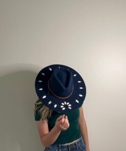 Squash Blossom burned fashion hat by fallon francis blue 3