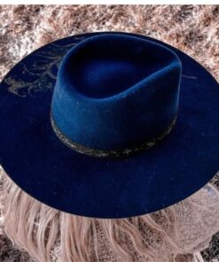 custom burned cowboy hat fallon francis blue