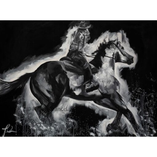 fallon francis custom art acrylics horse and rider cowgirl